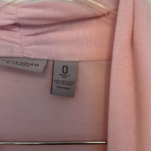 Chicos pink cardigan ruched front pockets lightweight size 0 - Picture 2 of 6